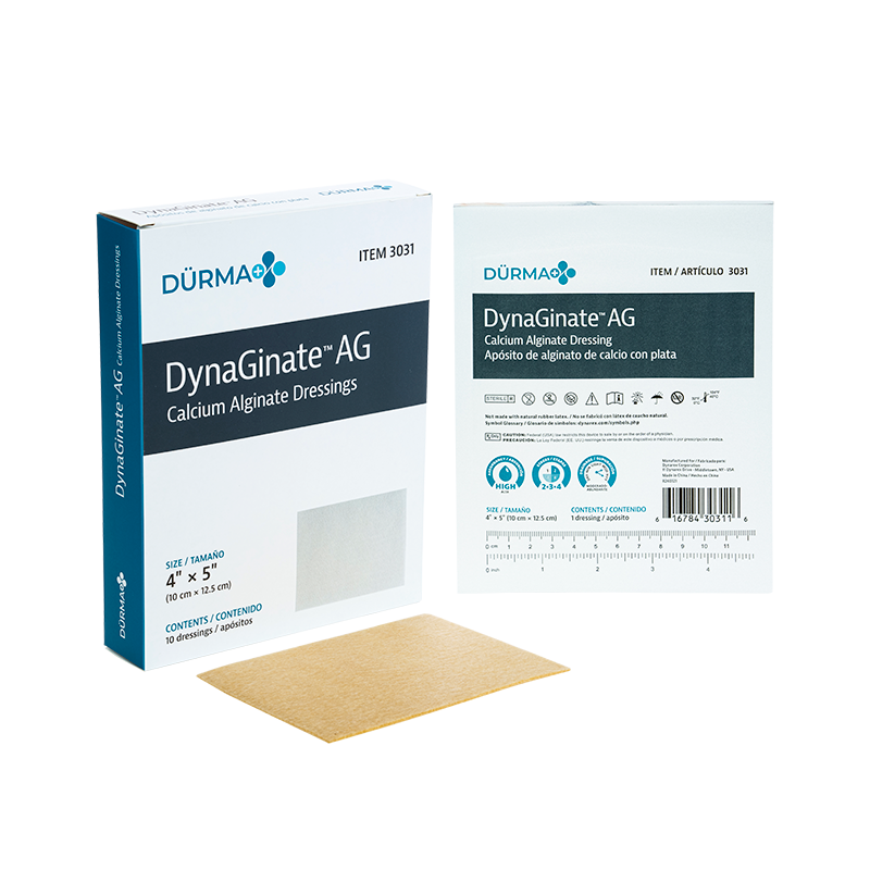 DynaGinate AG - Calcium Alginate Dressing, 4" x 5" - 10 pcs per Box/12 boxes per Case