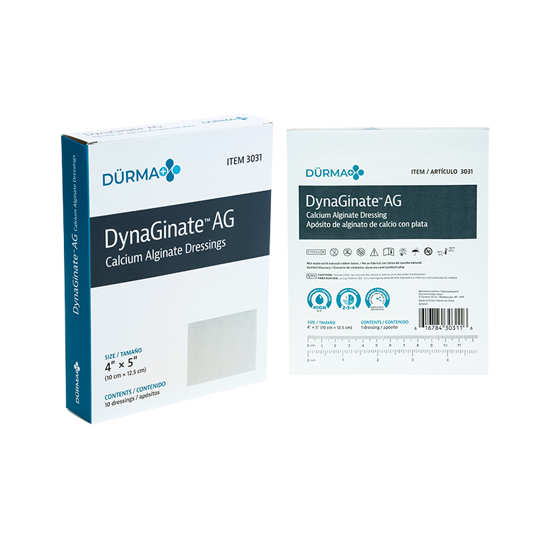 DynaGinate AG - Calcium Alginate Dressing, 4" x 5" - 10 pcs per Box/12 boxes per Case