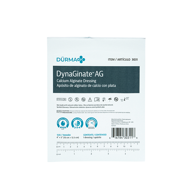 DynaGinate AG - Calcium Alginate Dressing, 4" x 5" - 10 pcs per Box/12 boxes per Case