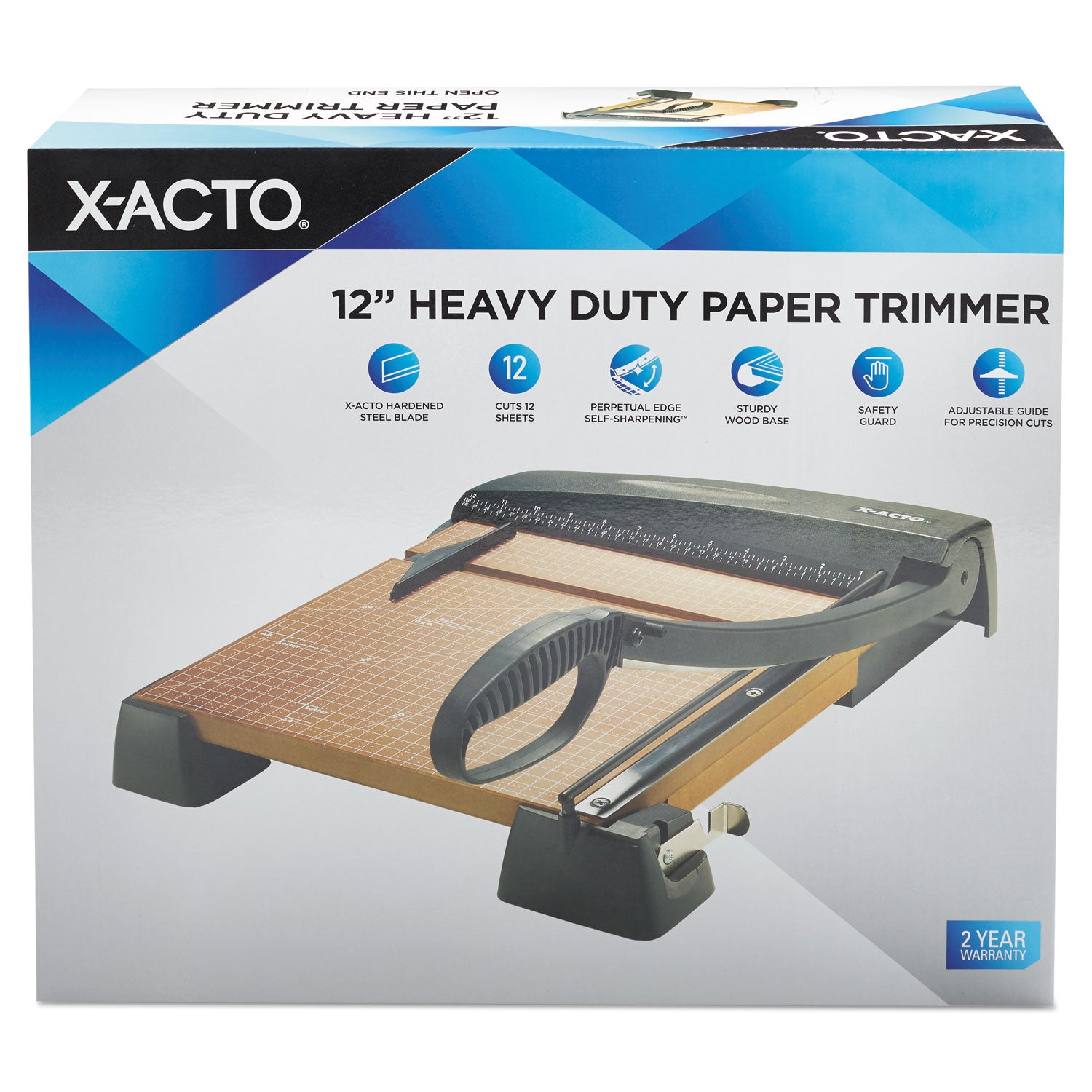12 Sheet Cutting Capacity - Steel Blade - 12" Cutting Length x 12" Width x 12" Length - Heavy Duty, Textured Grip, Sturdy, Self-sharpening Blade - Wood - Brown - 1 Box