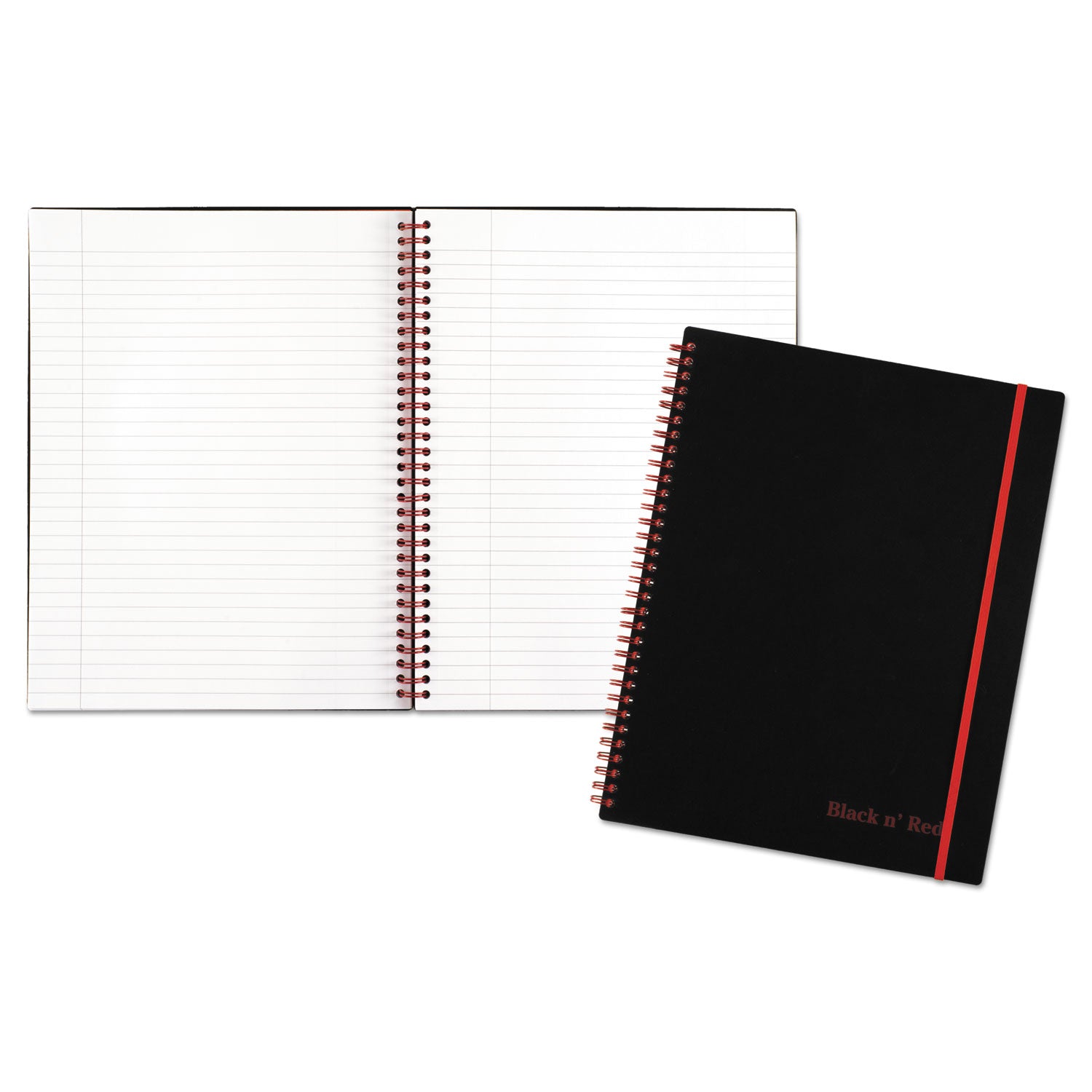70 Sheets - Double Wire Spiral - Ruled Margin - 24 lb Basis Weight - Letter - 8 1/2" x 11" Sheet Size - White Paper - Red Binding - Black Polypropylene Cover - Wipe-clean Cover, Micro Perforated, Strap - 1 Each
