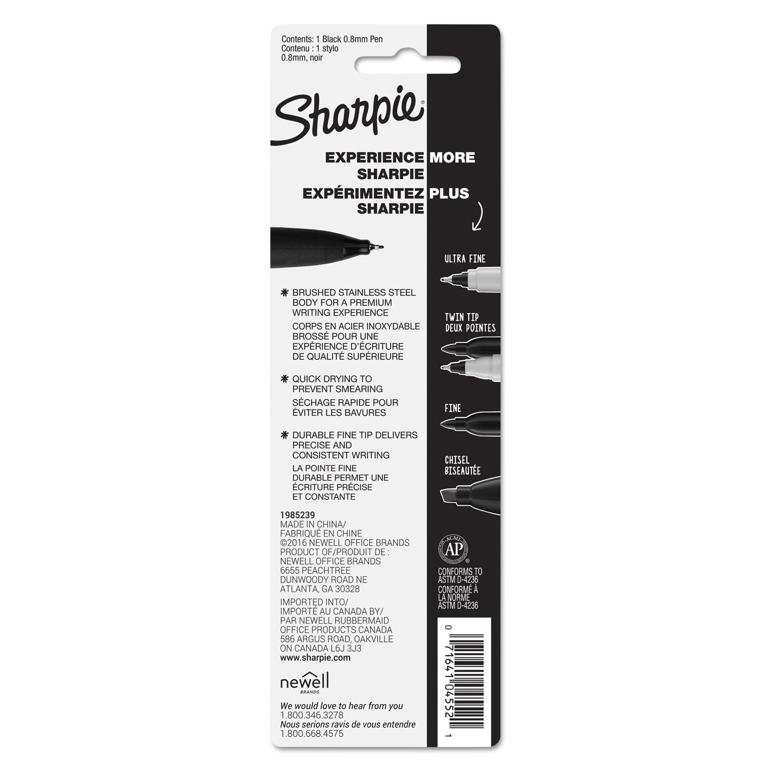 Fine Pen Point - Refillable - Black Ink - Stainless Steel Stainless Steel Barrel - 1 Pack