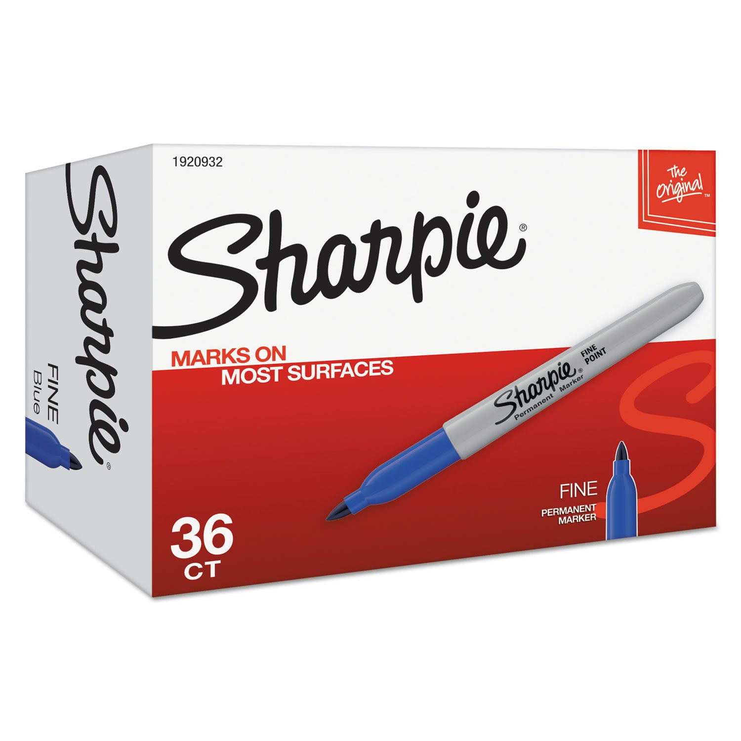 Sharpie Pen-style Permanent Marker - Fine Marker Point - Blue Ink - Alcohol Based - 36 / Box