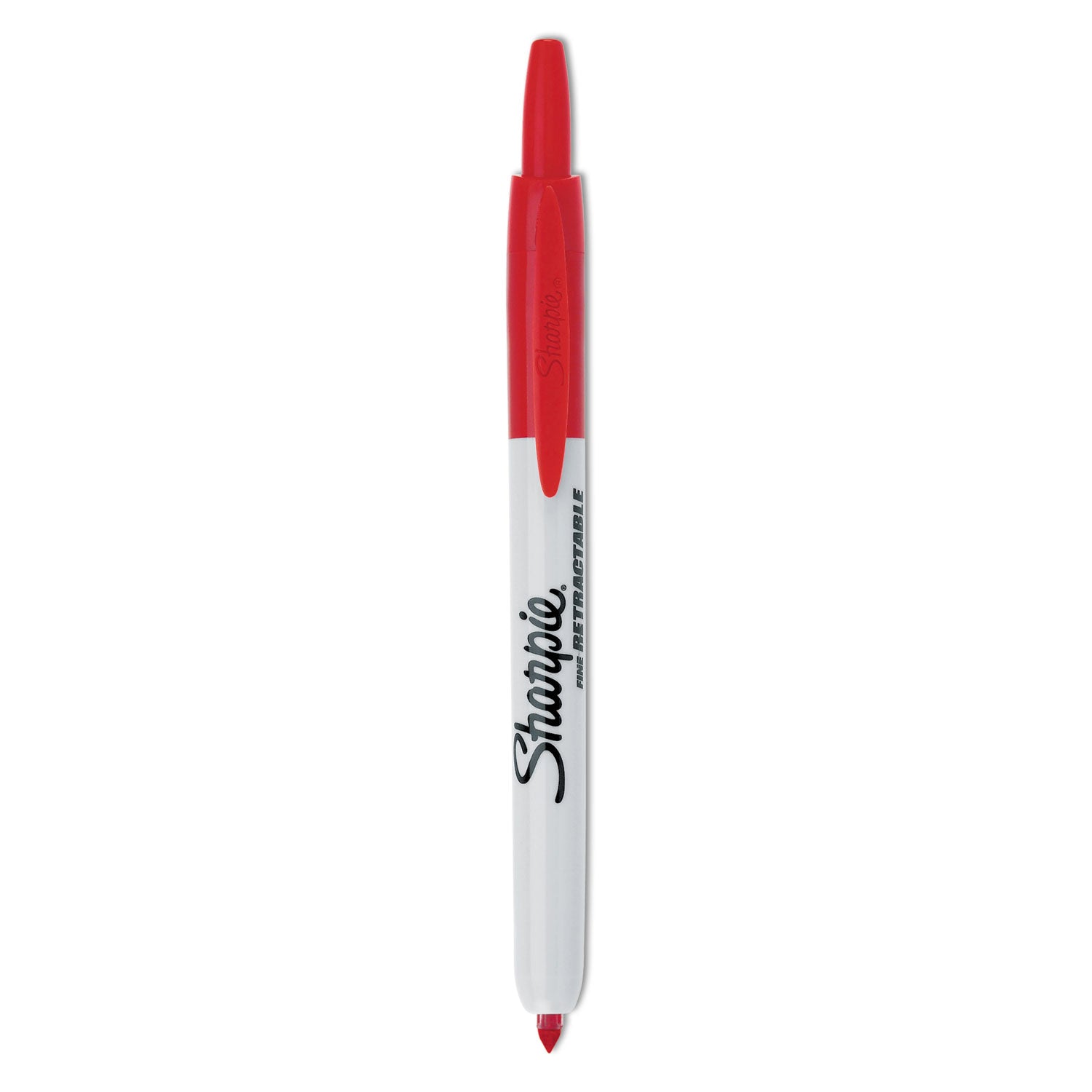 Sharpie Retractable Fine Point Permanent Marker - Fine Marker Point - Retractable - Red Ink - 1 Dozen