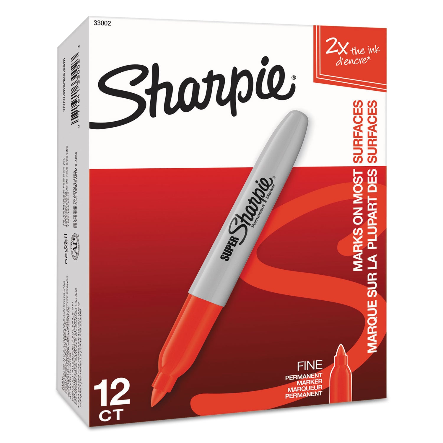 Bold Marker Point - Red Ink - Alcohol Based - 1 Dozen