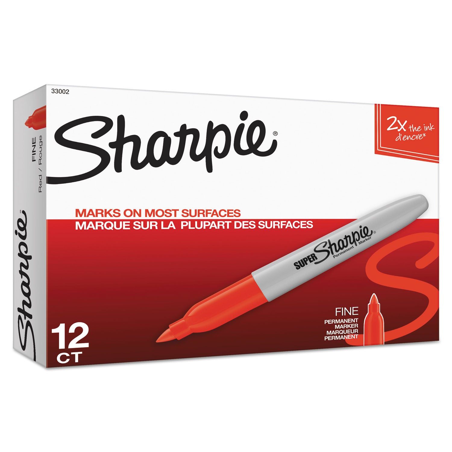 Bold Marker Point - Red Ink - Alcohol Based - 1 Dozen