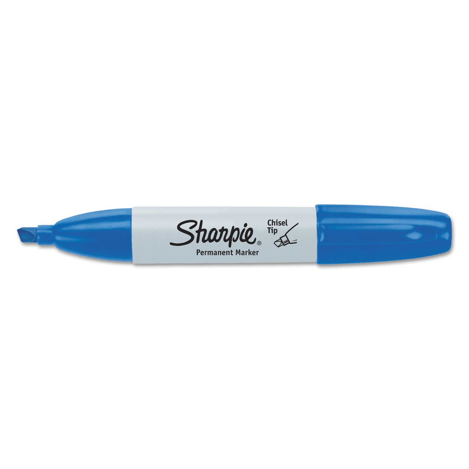 Sharpie Large Barrel Permanent Markers - Wide Chisel Marker Point - Blue Ink - Alcohol Based - 1 Dozen