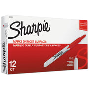 Sharpie Retractable Fine Point Permanent Marker - Fine Marker Point - Retractable - Red Ink - 1 Dozen