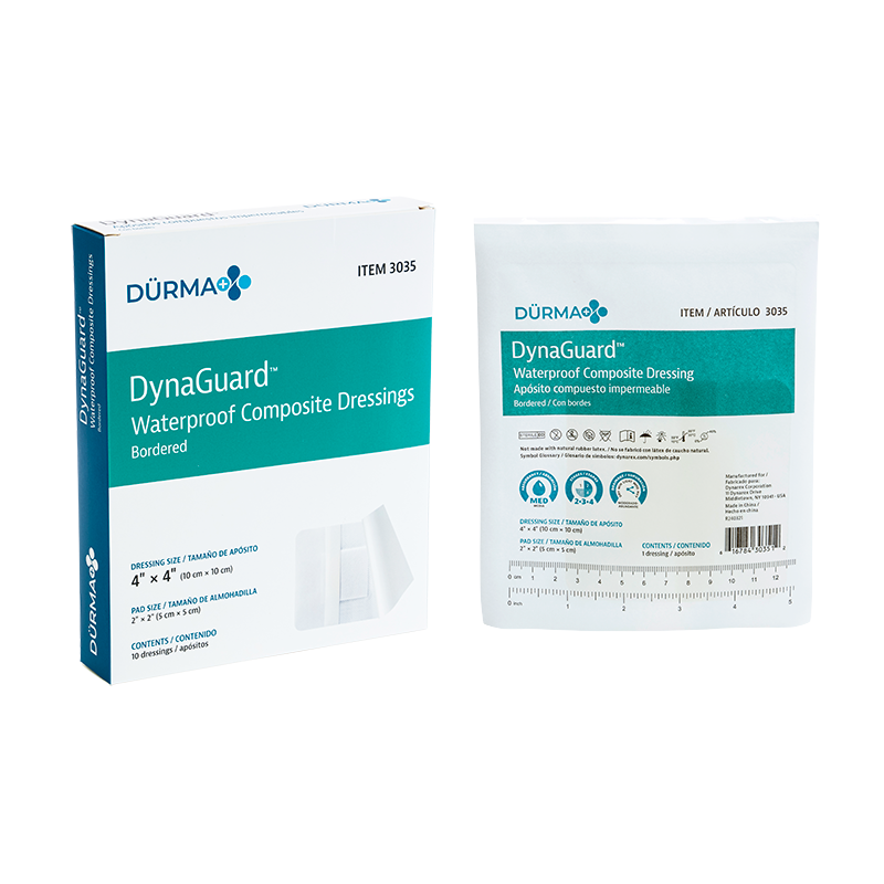 DynaGuard - Waterproof Composite Dressing, 4" x 4" - 10 pcs per Box/12 boxes per Case