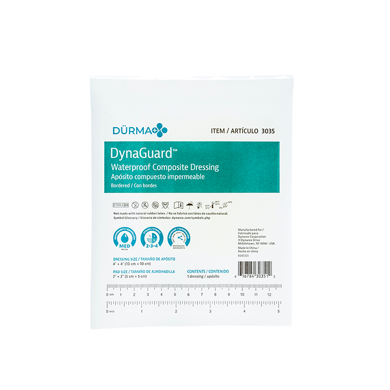 DynaGuard - Waterproof Composite Dressing, 4" x 4" - 10 pcs per Box/12 boxes per Case