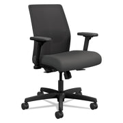 HON Ignition 2.0 Chair, Iron Ore Fabric Seat, Black Mesh Back, Adjustable Arms, Black Frame, 1 Each