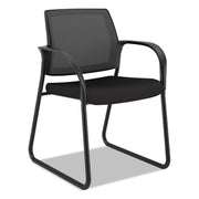 HON Ignition Chair, Black Fabric Seat, Mesh Back, Steel Sled Base, Armrests, 1 Each