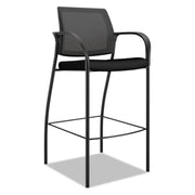 HON Ignition Sitting Stool, Black Fabric Seat, Mesh Back, Steel Frame, Armrests, 1 Each
