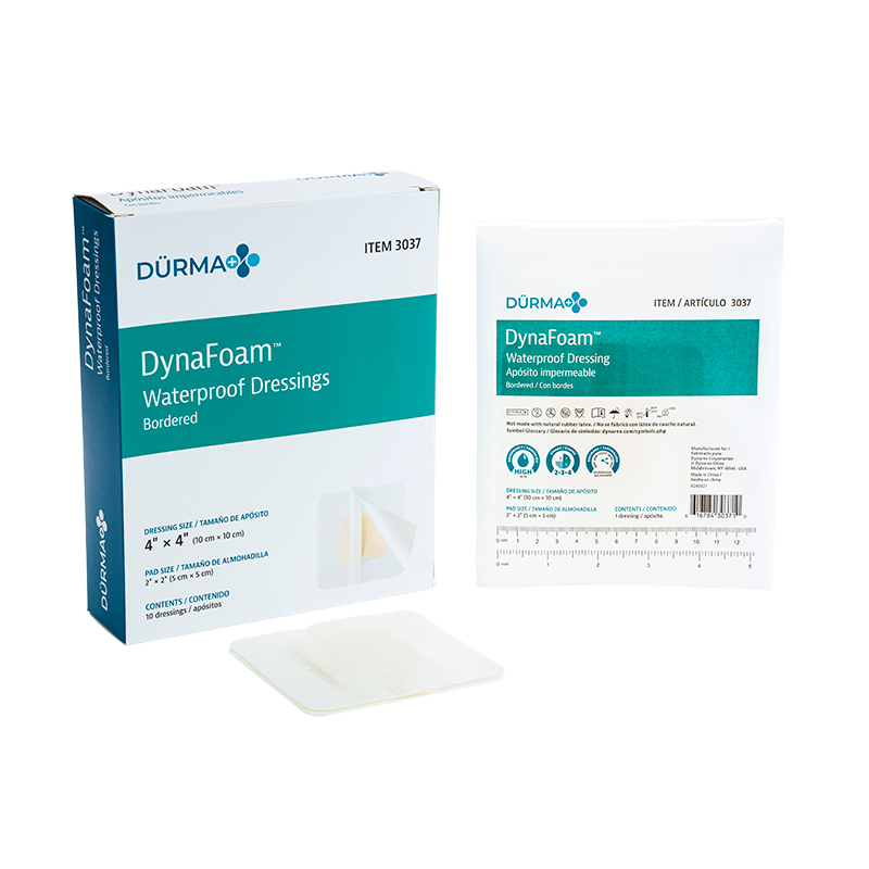 DynaFoam - Waterproof Dressing, Bordered, 4" x 4" - 10 pcs per Box/12 boxes per Case