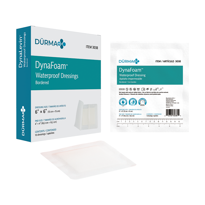 DynaFoam - Waterproof Dressing, Bordered, 6" x 6" - 10 pcs per Box/12 boxes per Case