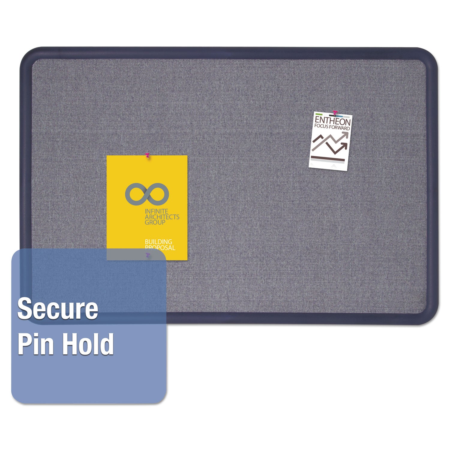 Quartet Contour Bulletin Board - 36" Board Height x 48" Board Width - Blue Fabric Surface - Durable, Self-healing - Navy Frame - 1 Each