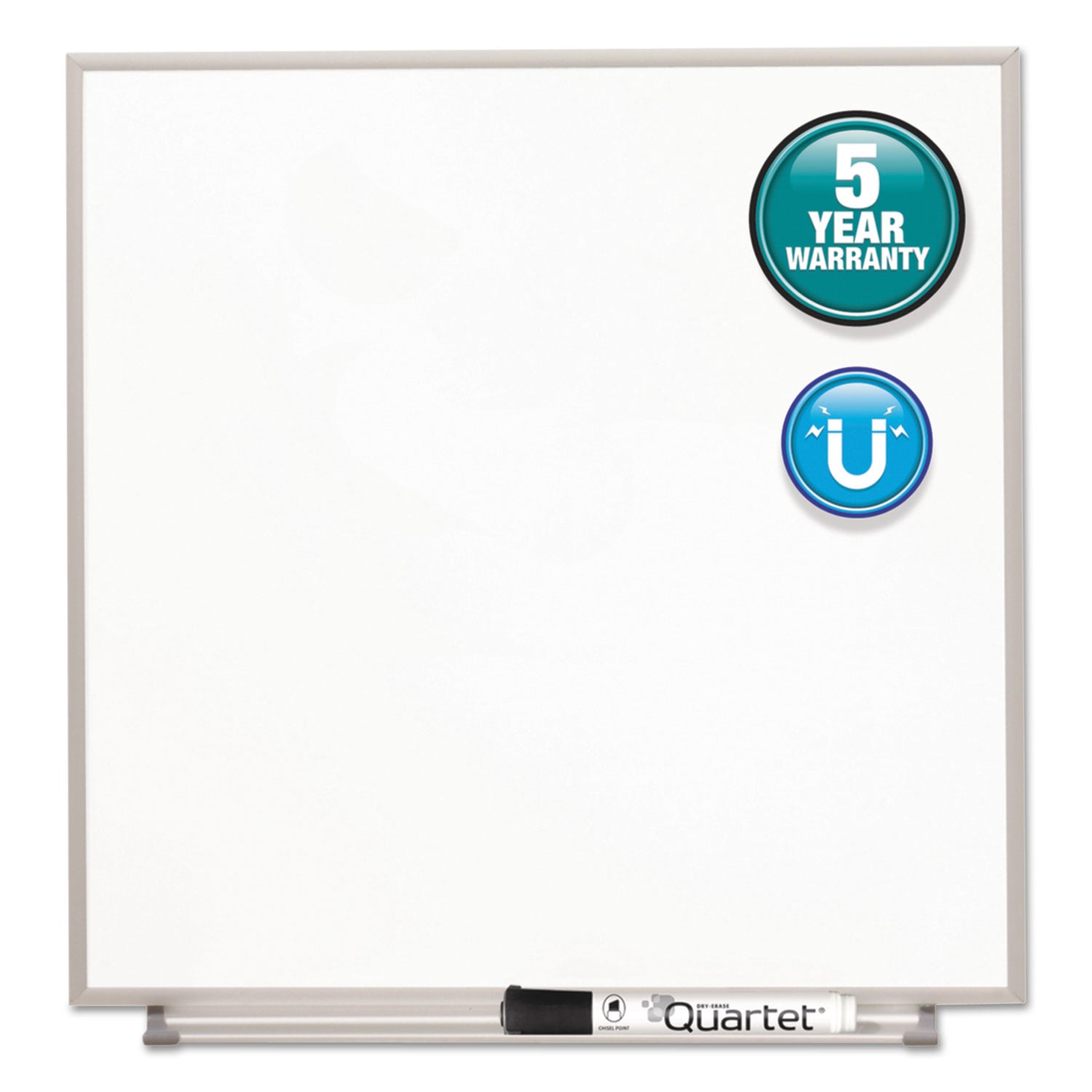 23" Board Height x 23" Board Width - White Natural Cork Surface - Magnetic, Durable - Silver Aluminum Frame - 1 / Each
