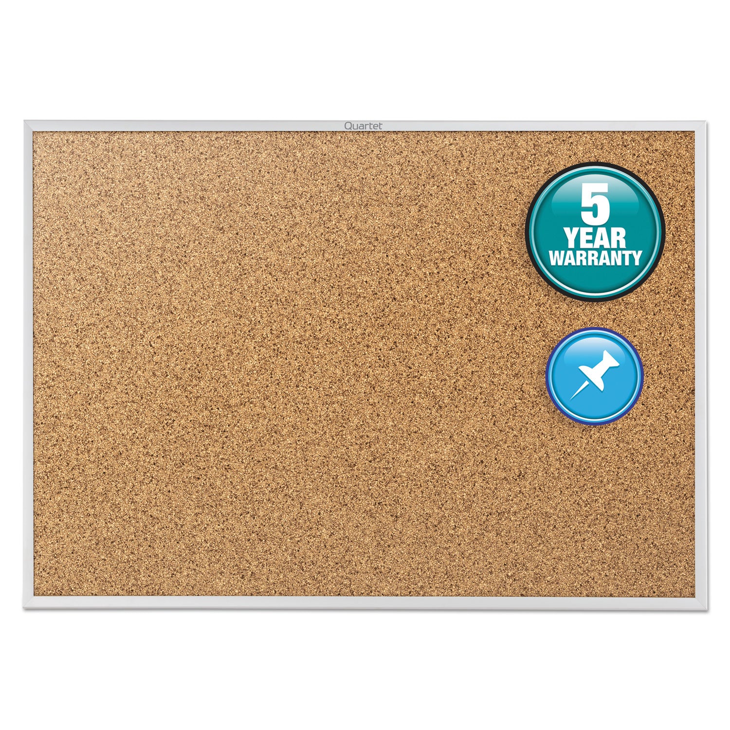 Quartet Classic Series Bulletin Board - 36" Board Height x 60" Board Width - Brown Natural Cork Surface - Heavy-gauge, Self-healing, Heavy Duty - Silver Aluminum Frame - 1 Each