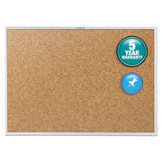 Quartet Classic Series Bulletin Board - 36" Board Height x 60" Board Width - Brown Natural Cork Surface - Heavy-gauge, Self-healing, Heavy Duty - Silver Aluminum Frame - 1 Each