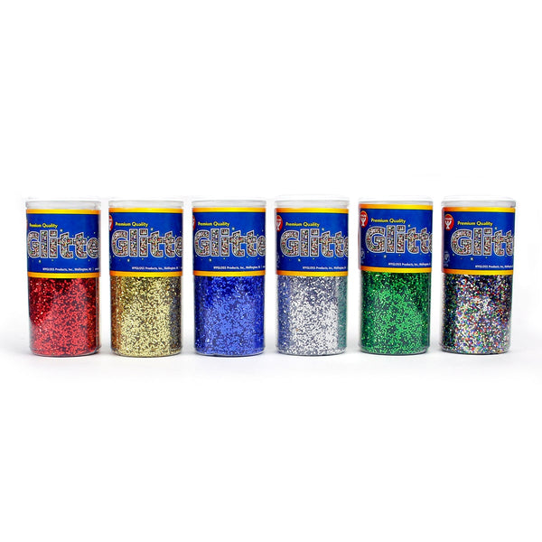 Glitter Assortment - 6 pk. Asst'd 3/4 oz. (1 Container ea. Of first 6 colors)