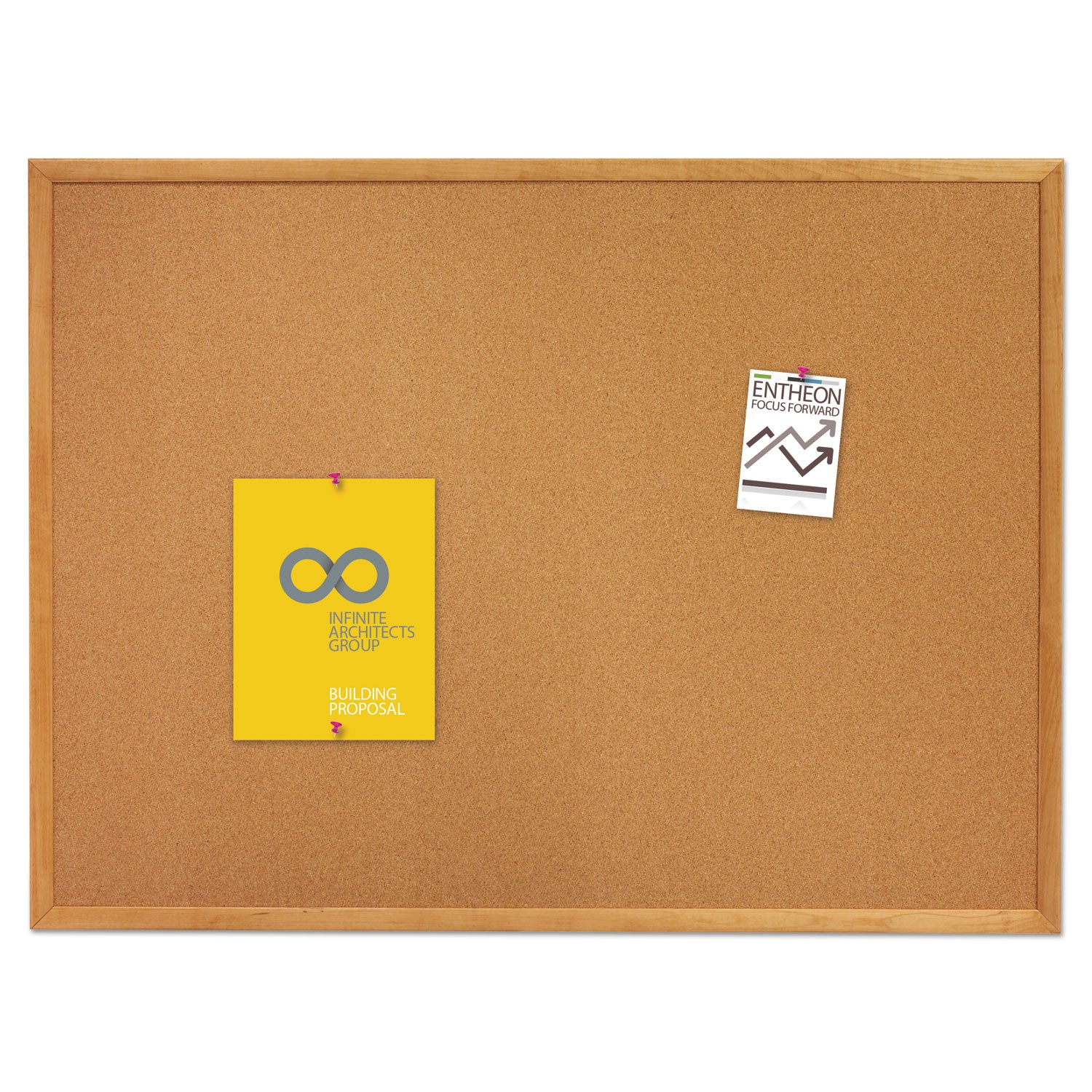 Quartet Classic Series Cork Bulletin Board - 48" Board Height x 96" Board Width - Brown Natural Cork Surface - Self-healing, Flexible, Durable - Oak Frame - 1 Each