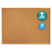 Quartet Classic Series Cork Bulletin Board - 24" Board Height x 36" Board Width - Brown Natural Cork Surface - Self-healing, Flexible, Durable - Oak Frame - 1 Each