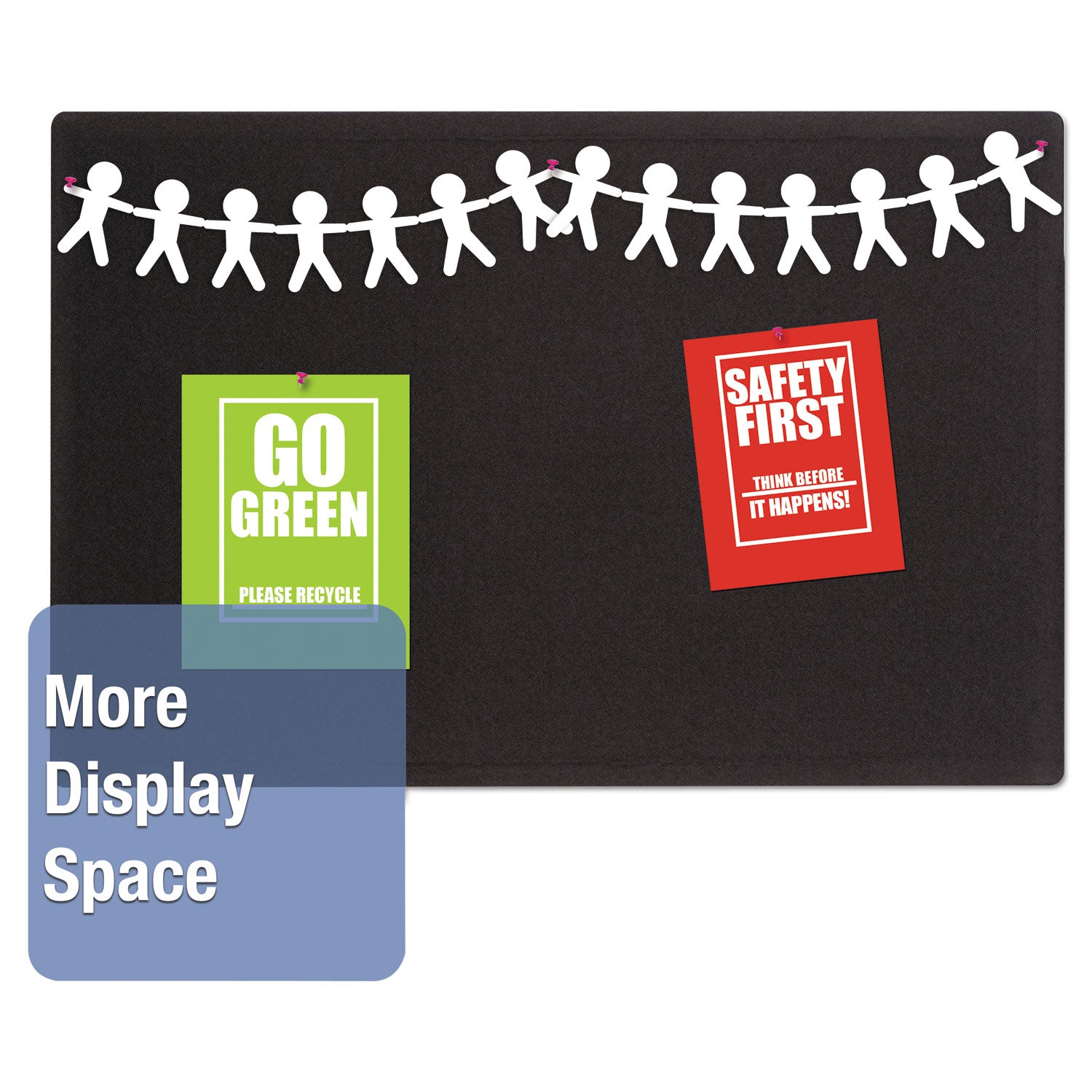 Quartet Oval Office Bulletin Board - 36" Board Height x 48" Board Width - Black Fabric Surface - Frameless, Flexible - Black Frame - 1 Each