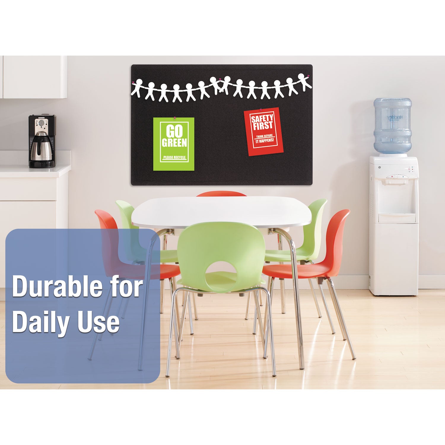 Quartet Oval Office Bulletin Board - 36" Board Height x 48" Board Width - Black Fabric Surface - Frameless, Flexible - Black Frame - 1 Each