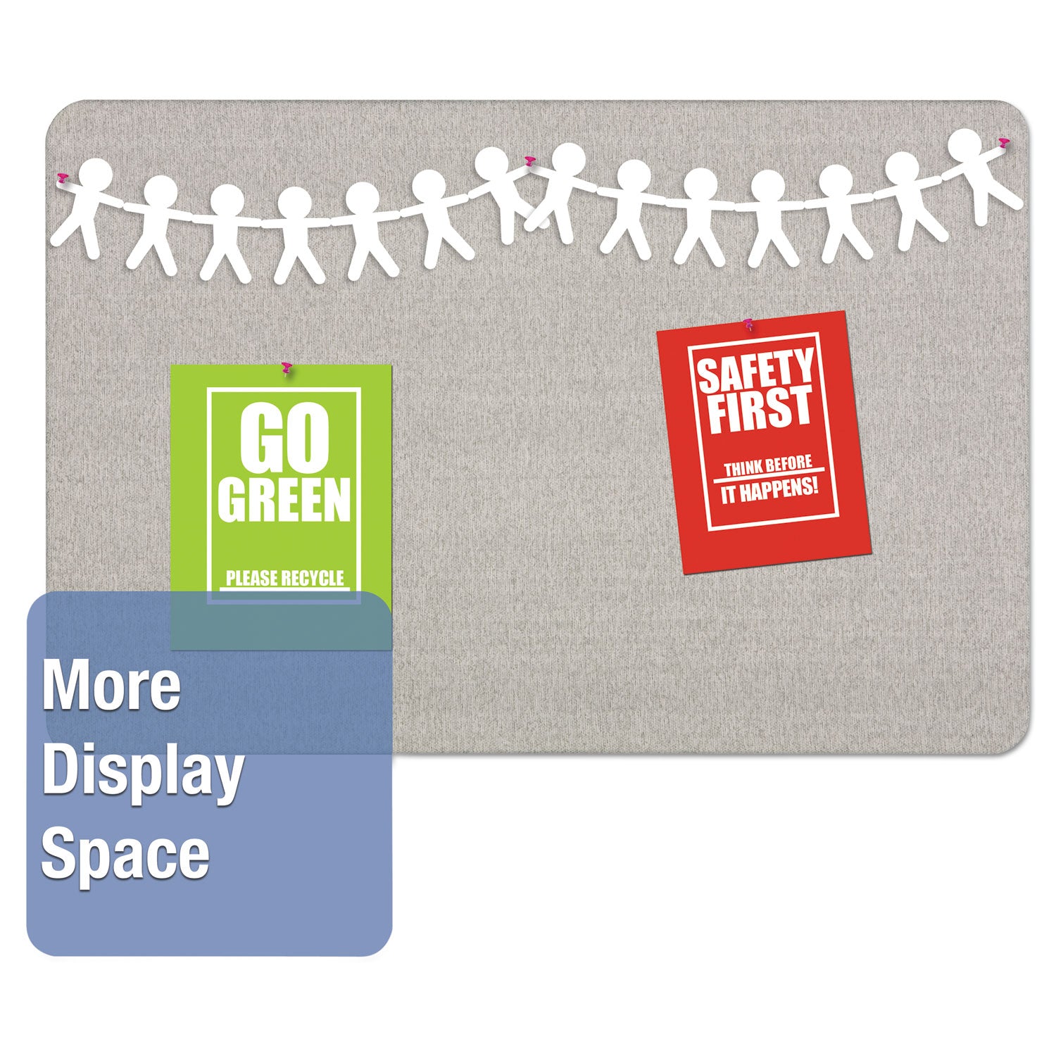 Quartet Oval Office Bulletin Board - 24" Board Height x 36" Board Width - Gray Fabric Surface - Frameless, Flexible - Gray Frame - 1 Each