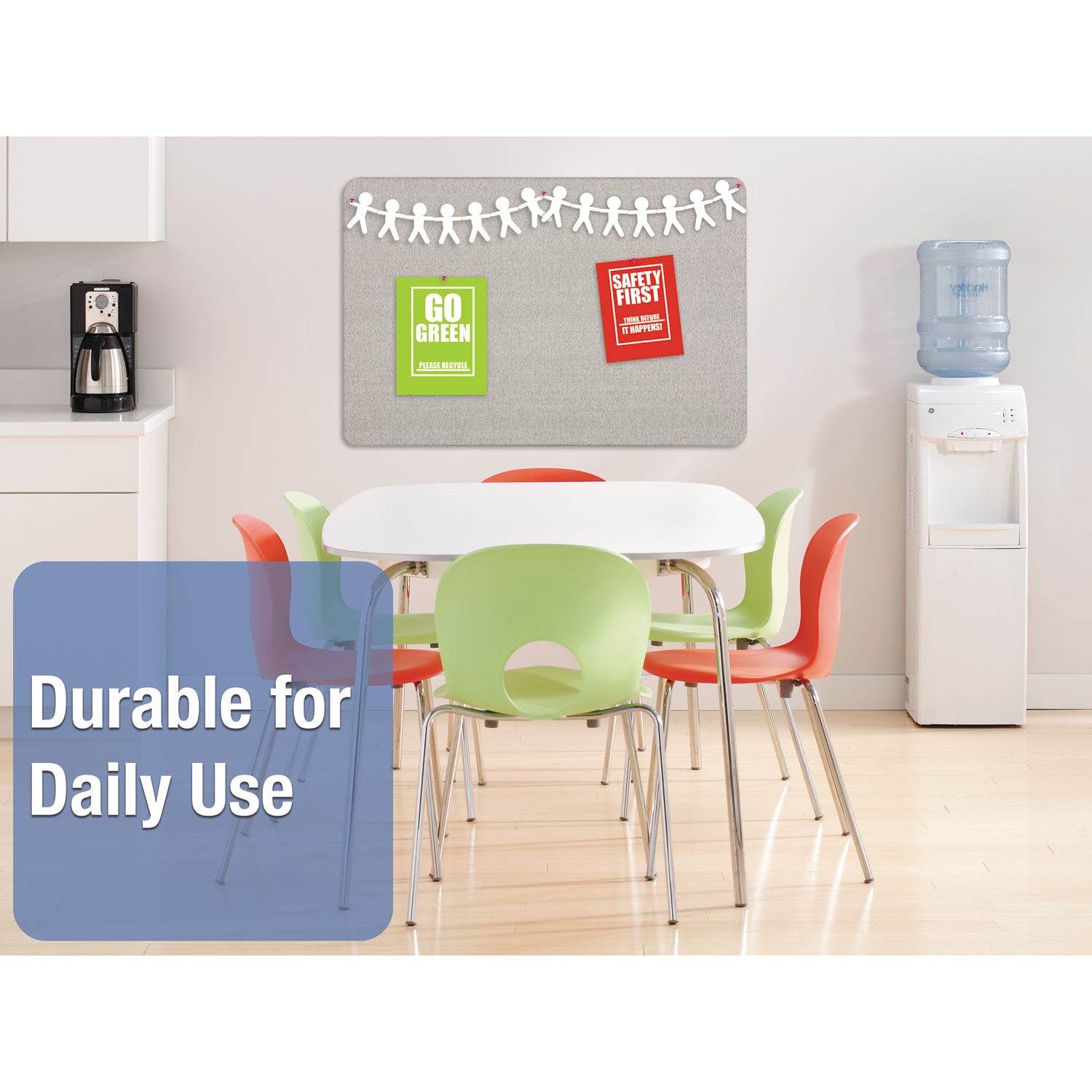 Quartet Oval Office Bulletin Board - 36" Board Height x 48" Board Width - Gray Fabric Surface - Frameless, Flexible - Gray Frame - 1 Each