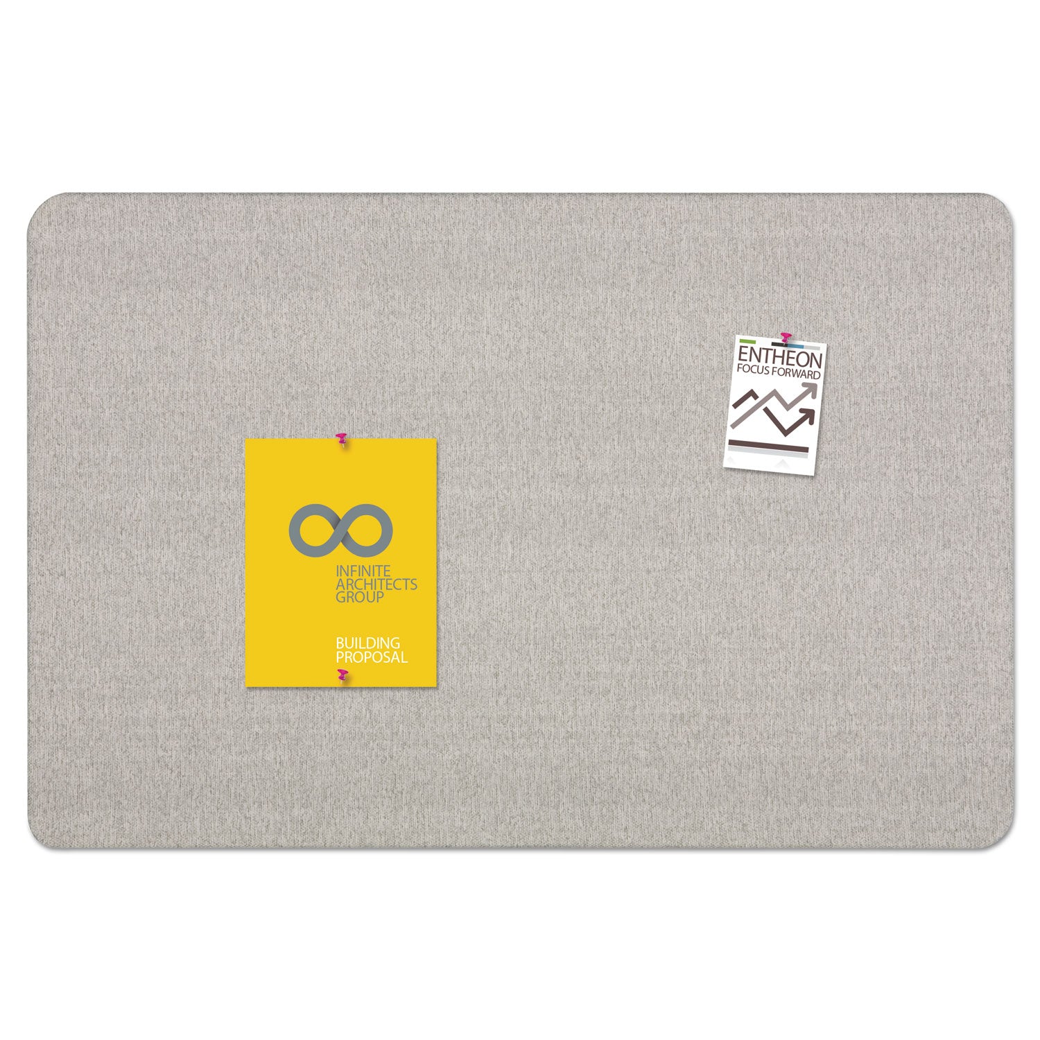 Quartet Oval Office Bulletin Board - 24" Board Height x 36" Board Width - Gray Fabric Surface - Frameless, Flexible - Gray Frame - 1 Each