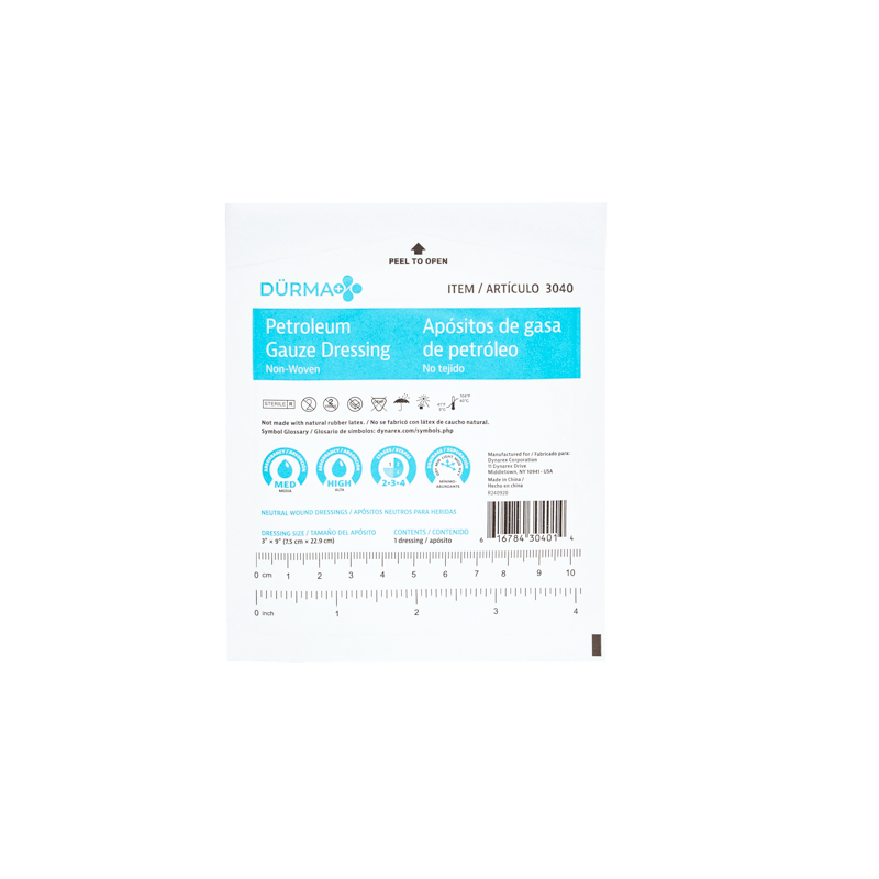 Petroleum Gauze Dressing, 3" x 9", 10/12/cs - 12 pcs per Box/10 Boxes per Case