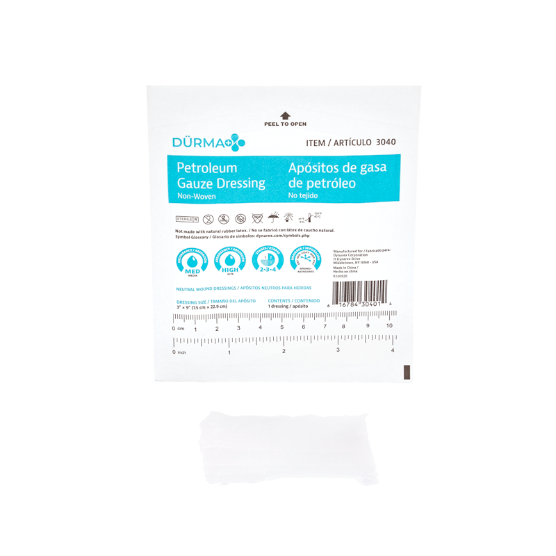 Petroleum Gauze Dressing, 3" x 9", 10/12/cs - 12 pcs per Box/10 Boxes per Case