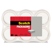 Scotch Lightweight Shipping/Packaging Tape - 109 yd Length x 1.88" Width x 2.2 mil Thickness - 3" Core - Clear - Synthetic Rubber Resin Backing - For Sealing, Packing - 6 / Pack