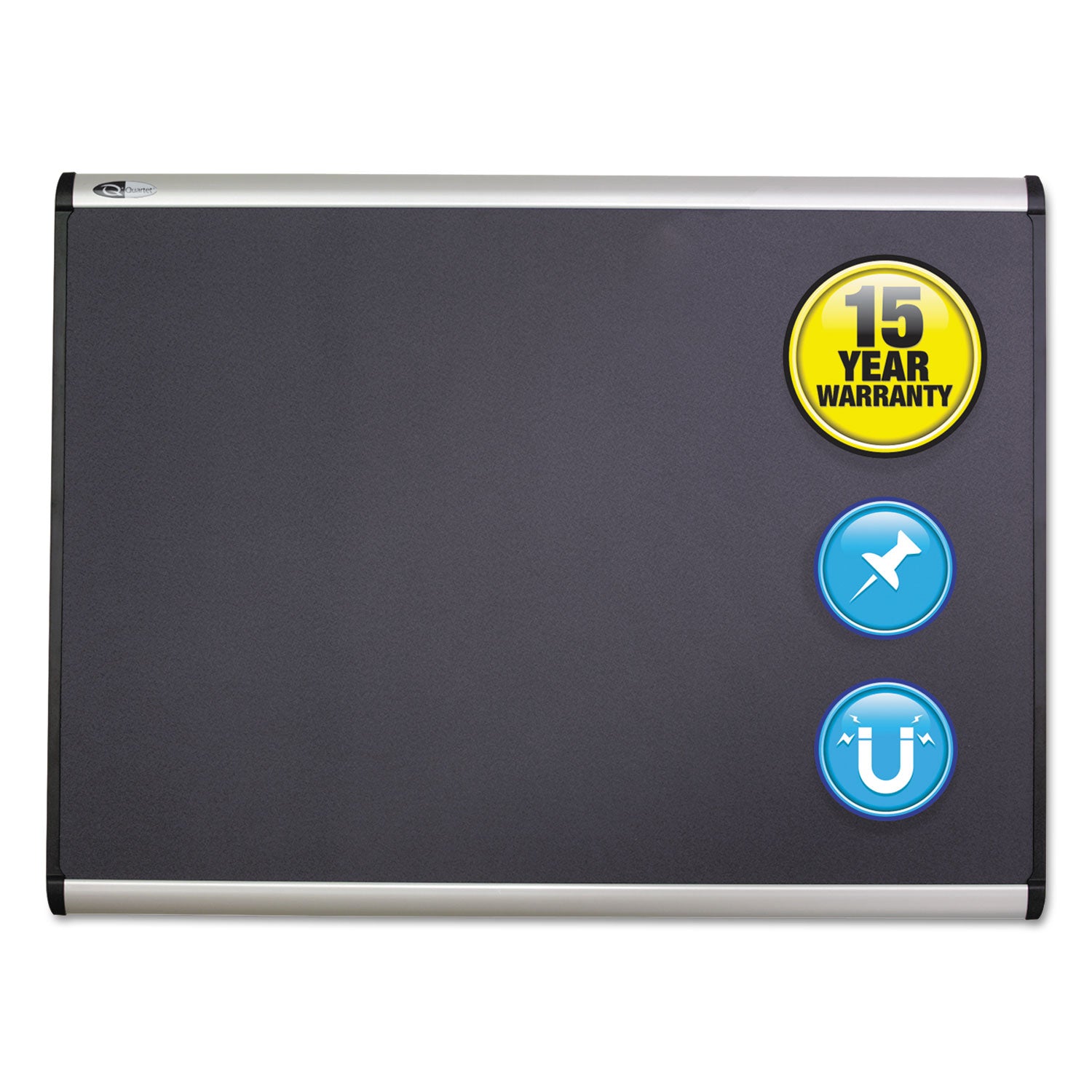 Quartet Prestige Plus Magnetic Bulletin Board - 24" Board Height x 36" Board Width - Gray Fabric Surface - Magnetic, Self-healing, Durable - Silver Aluminum Frame - 1 Each