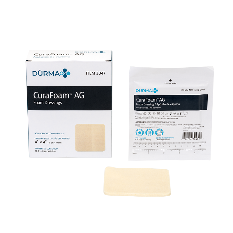 CuraFoam AG - Foam Dressing, 4" x 4" - 10 pcs per Box/10 Boxes per Case