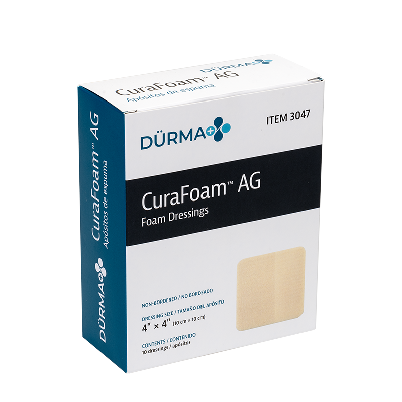 CuraFoam AG - Foam Dressing, 4" x 4" - 10 pcs per Box/10 Boxes per Case