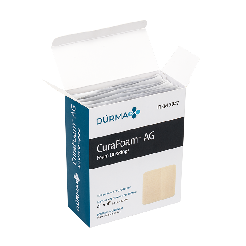 CuraFoam AG - Foam Dressing, 4" x 4" - 10 pcs per Box/10 Boxes per Case