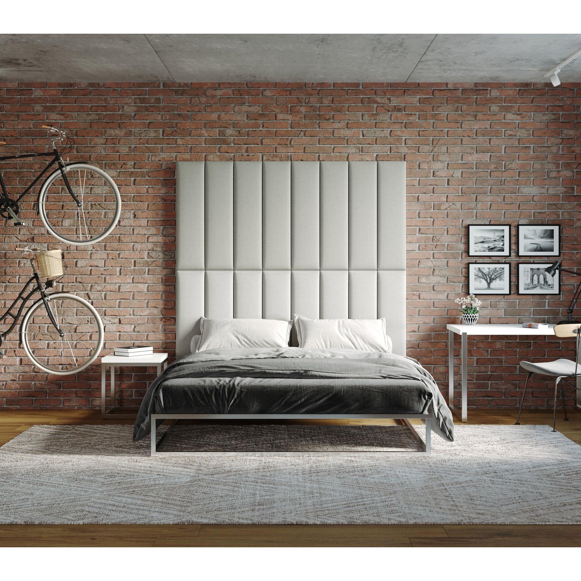Jaxx Panelist Modern Padded Headboard – Set of 4 Wall Mounted Panels - King, Plum Microvelvet