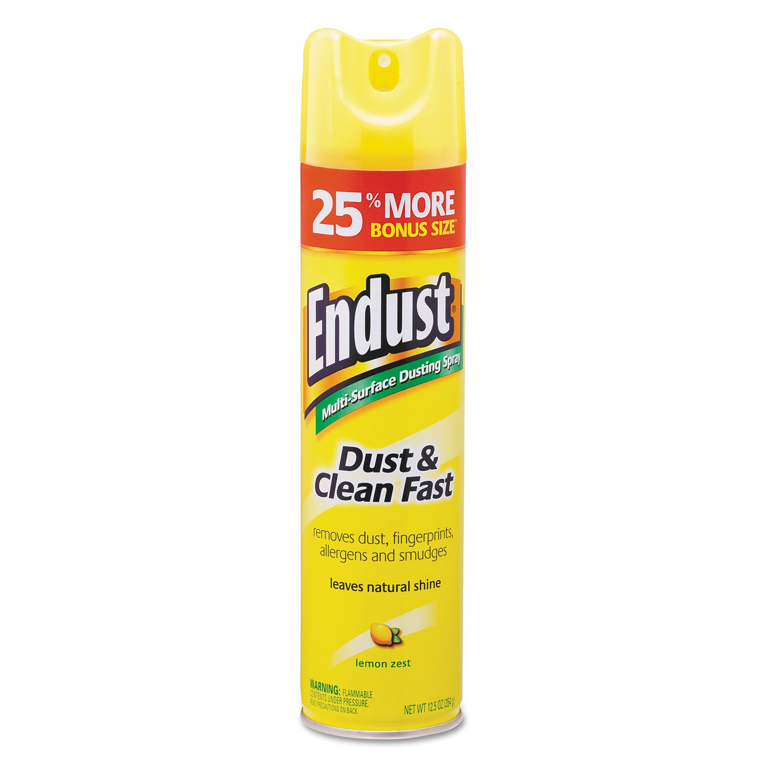 Diversey ENDUST Lemon Dust & Clean Spray - Ready-To-Use - 12.50 oz (0.78 lb) - Lemon Zest Scent - Hypoallergenic, Fragrance-free, Fast Acting, Silicon-free, Easy to Use, Residue-free - Clear - 1 Each