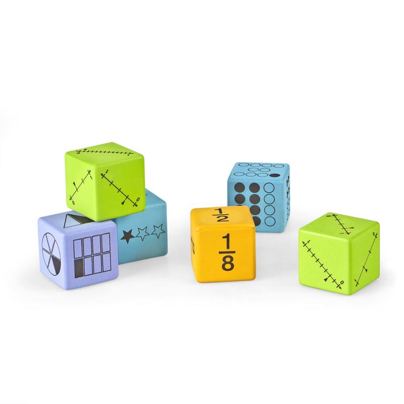Dice, Fraction, Foam 4 Clrs, S/16
