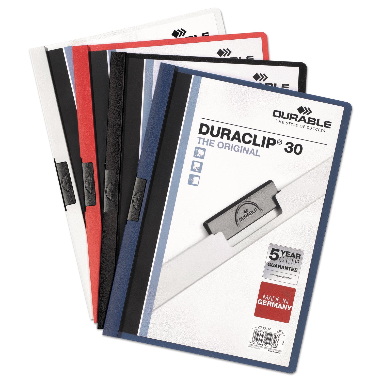 DURABLE DURACLIP Letter Report Cover - 8 1/2" x 11" - 30 Sheets Capacity - Vinyl, Steel - Black - 1 Each