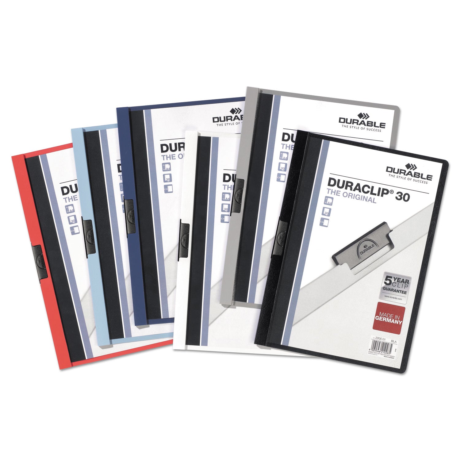 DURABLE DURACLIP Letter Report Cover - 8 1/2" x 11" - 30 Sheets Capacity - 1 Fastener(s) - Vinyl - Navy - 1 Each