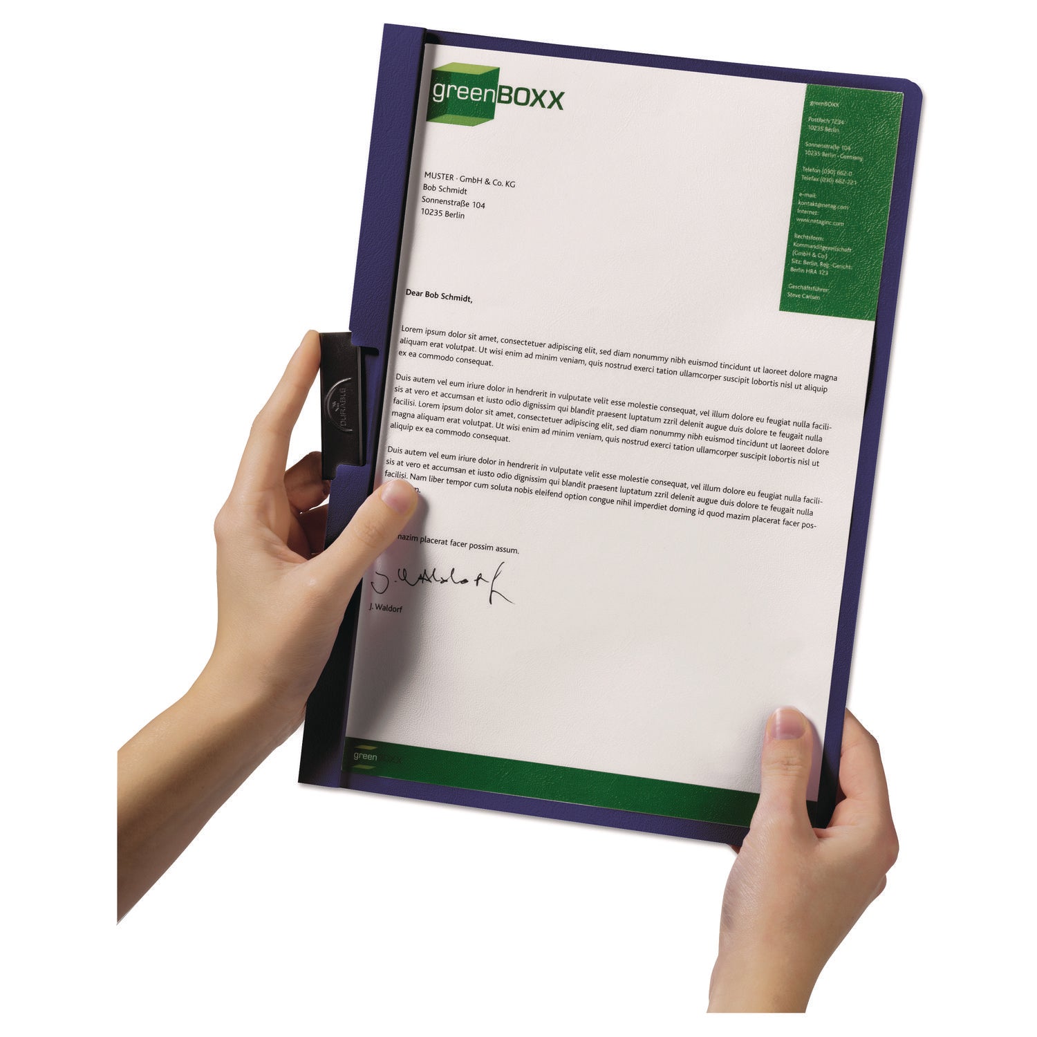 DURABLE DURACLIP Letter Report Cover - 8 1/2" x 11" - 30 Sheets Capacity - Vinyl, Steel - 1 Each