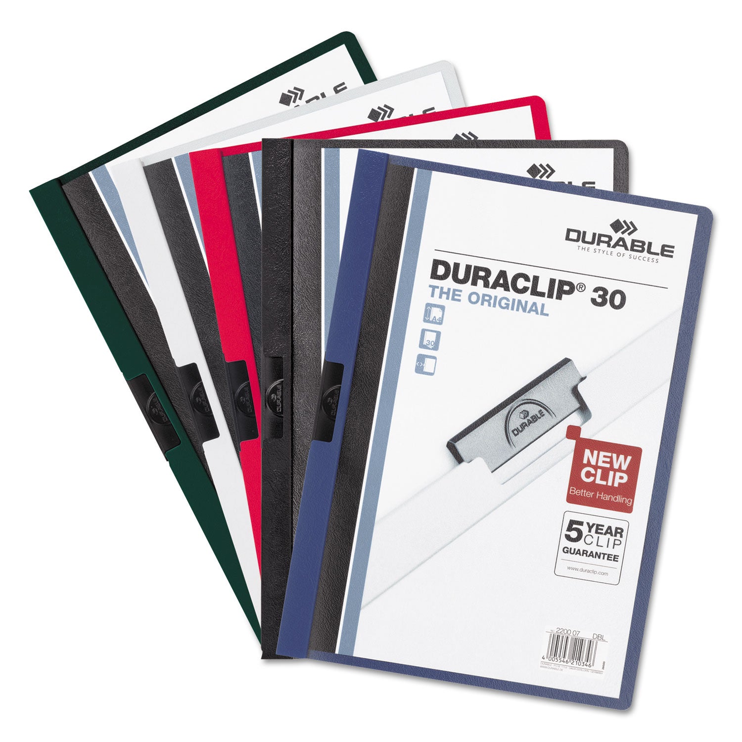 DURABLE DURACLIP Letter Report Cover - 8 1/2" x 11" - 30 Sheets Capacity - Vinyl, Steel - 1 Each