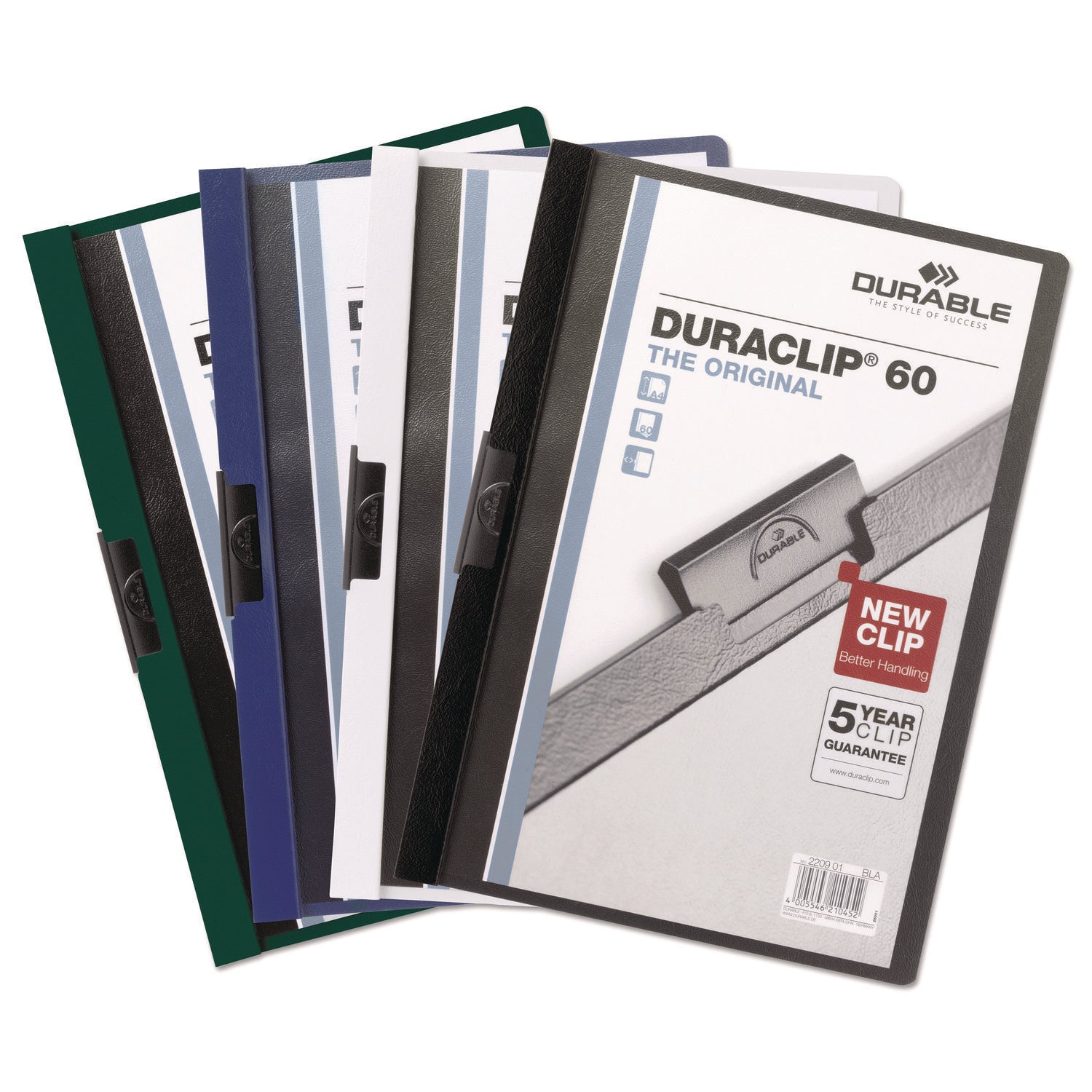 DURABLE DURACLIP Letter Report Cover - 8 1/2" x 11" - 60 Sheets Capacity - Vinyl, Steel - Black - 1 Each