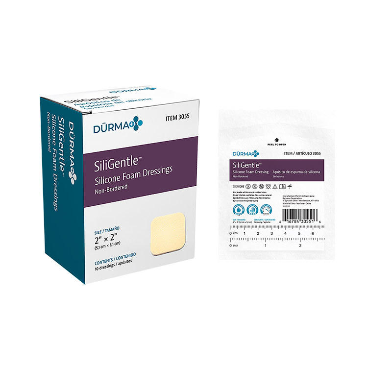 SiliGentle - Non-Adhesive Silicone Foam Dressing, 2" x 2" - 10 pcs per Box/12 boxes per Case