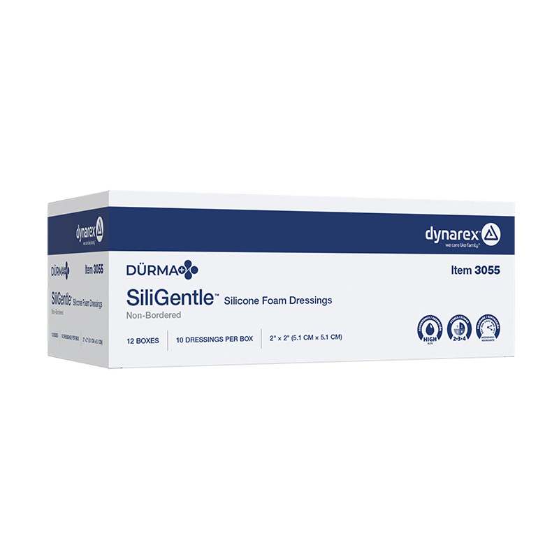 SiliGentle - Non-Adhesive Silicone Foam Dressing, 2" x 2" - 10 pcs per Box/12 boxes per Case