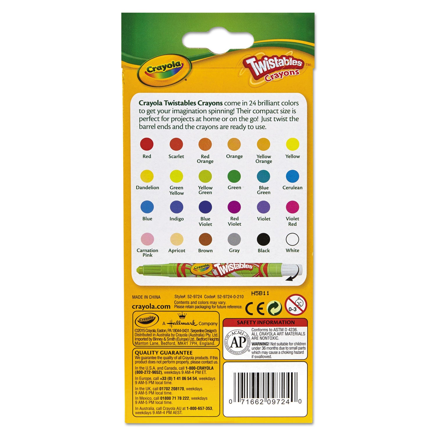 For Child - Red, Scarlet, Red Orange, Orange, Yellow-orange, Yellow, Green, Yellow Green, Blue Green, Blue, Red Violet, ... - Plastic - 24 / Set