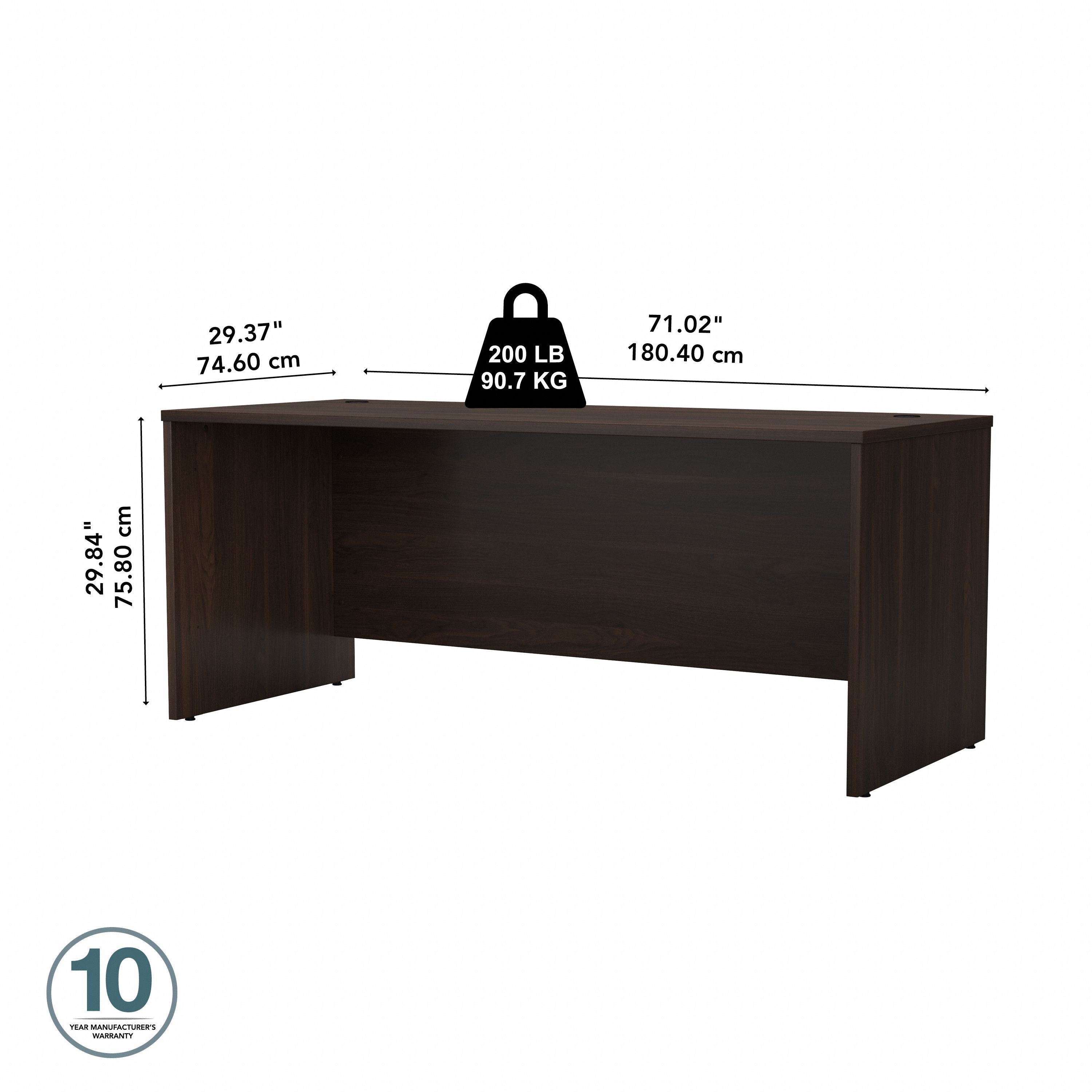 Bush Business Furniture Studio C 72W x 30D Office Desk in Black Walnut - 71.02" Width x 29.37" Depth x 29.84" Height